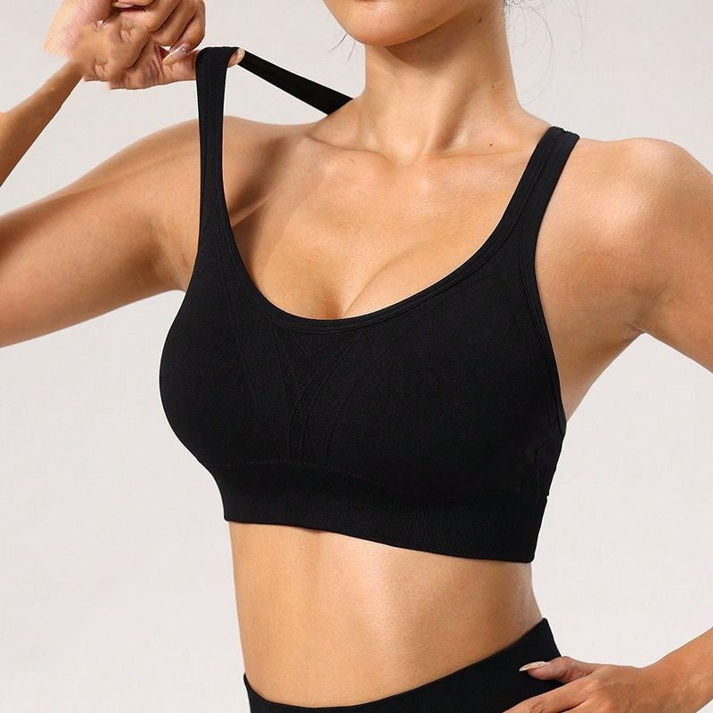 Seamless Knitted Sports Hollow-out Beauty Back Bra Strap Chest Pad Underwear