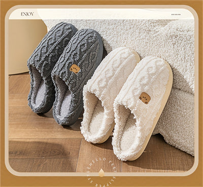 Cozy Stripe Fuzzy Slippers