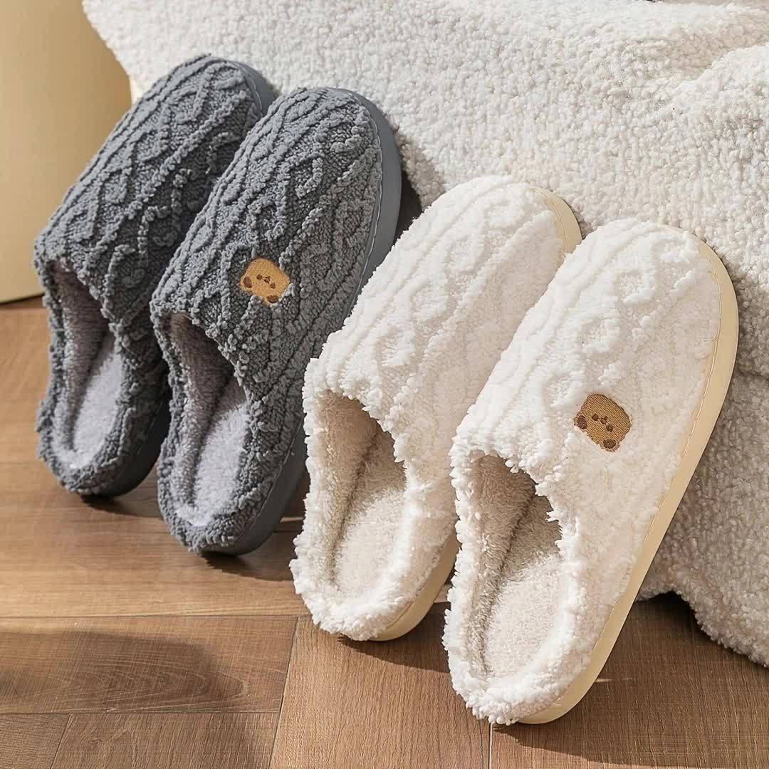 Cozy Stripe Fuzzy Slippers