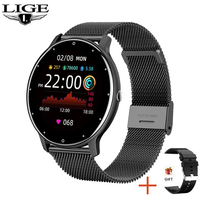 LIGE 2023 New Smart Watch Women Full Touch Screen Sport Fitness Watches IP67 Waterproof Bluetooth For Android ios smartwatch Men