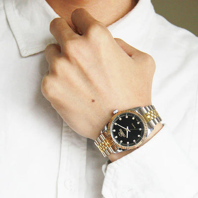 Men’s Watch with Silver and Gold Rhinestone.