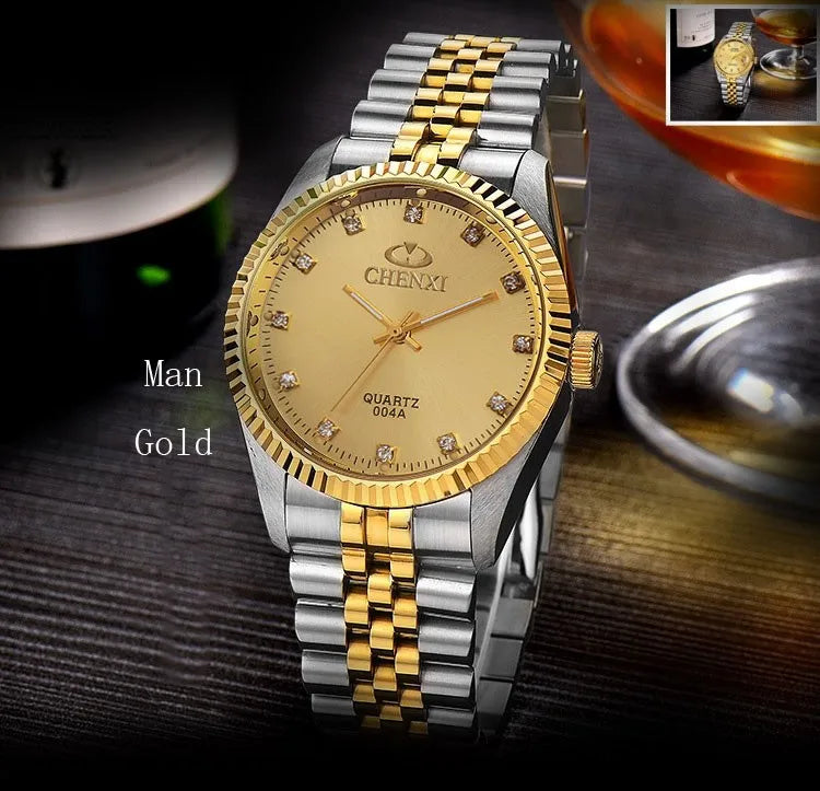 Men’s Watch with Silver and Gold Rhinestone.