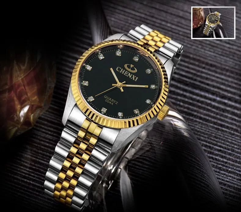 Men’s Watch with Silver and Gold Rhinestone.