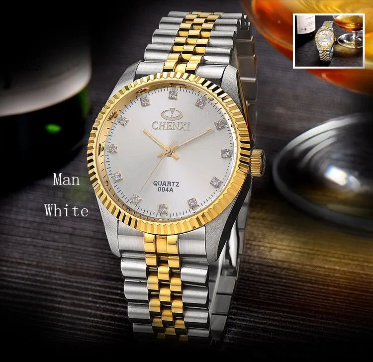 Men’s Watch with Silver and Gold Rhinestone.