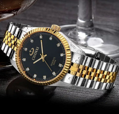 Men’s Watch with Silver and Gold Rhinestone.