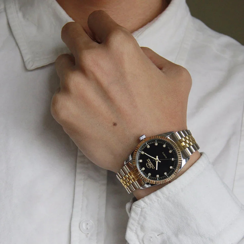 Men’s Watch with Silver and Gold Rhinestone.