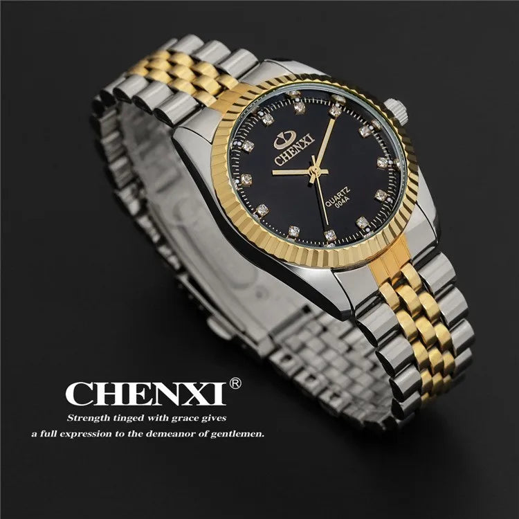 Men’s Watch with Silver and Gold Rhinestone.