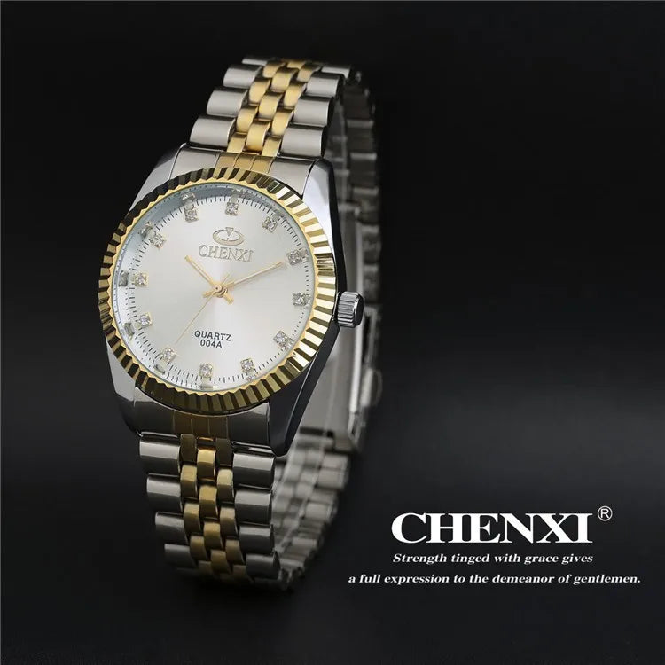 Men’s Watch with Silver and Gold Rhinestone.