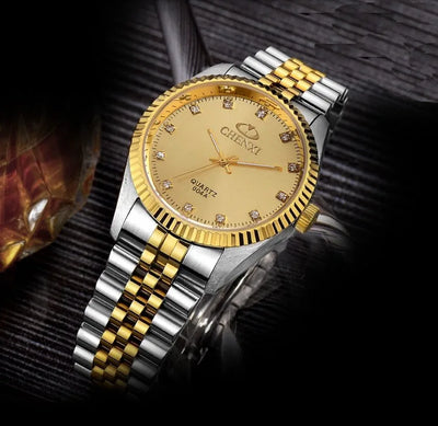 Men’s Watch with Silver and Gold Rhinestone.