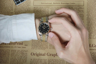 Men’s Watch with Silver and Gold Rhinestone.