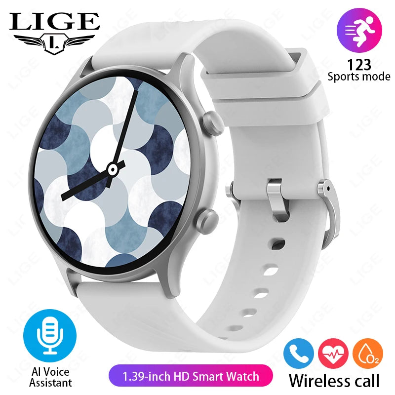 LIGE New Fashion Bluetooth Call Smart Watch Women Physiologic Function Sports Bracelet Waterproof Custom Dial Smartwatch Ladies