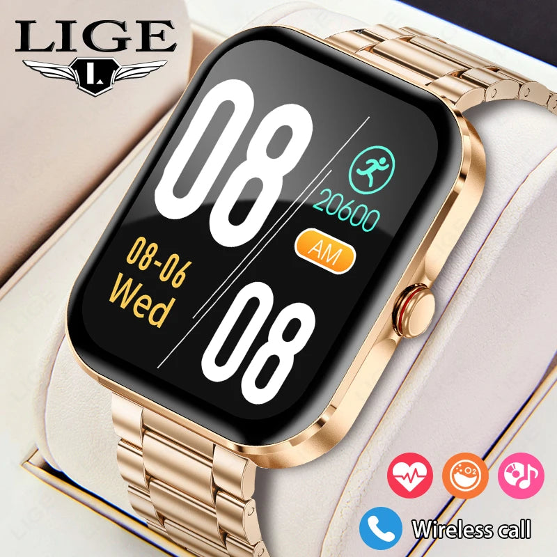 LIGE New 1.91-inch HD Screen Men Women Smart Watches Waterproof Bluetooth Call Sports Smartwatch Health Monitor For Android IOS