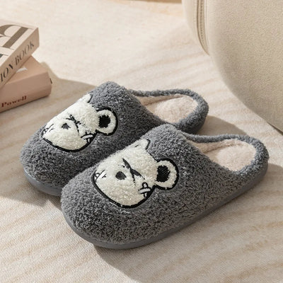 Cute Bear Pattern Home Slippers Soft Plush Cozy House Slippers