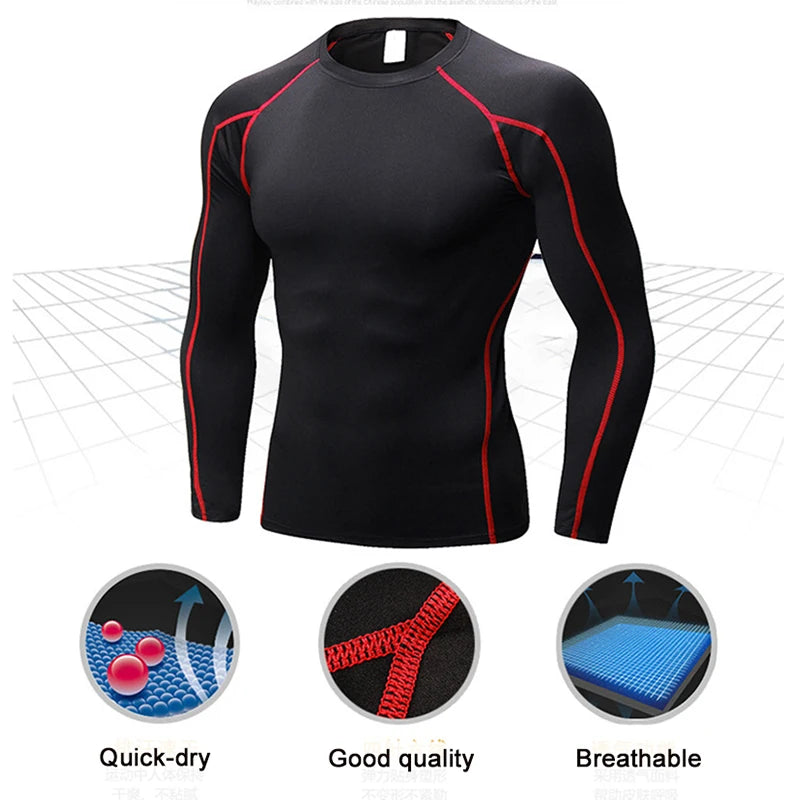 Mens Sport Tshirt Tight Long Sleeve