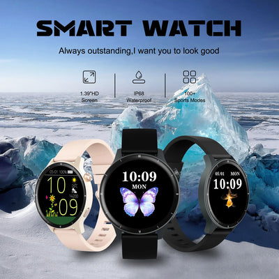 LIGE Fashion 3D Dynamic Dial Smart Watch Women Bluetooth Call Health Monitor 1.39''HD Screen Music Fitness Men Ladies Smartwatch