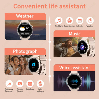 LIGE Fashion 3D Dynamic Dial Smart Watch Women Bluetooth Call Health Monitor 1.39''HD Screen Music Fitness Men Ladies Smartwatch