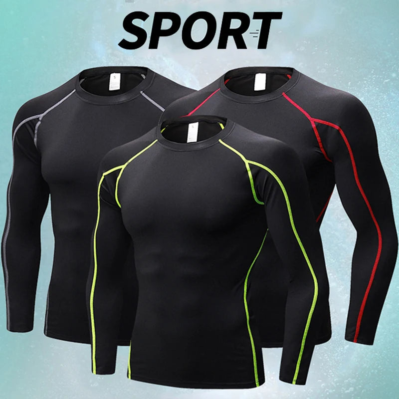 Mens Sport Tshirt Tight Long Sleeve