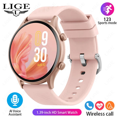 LIGE New Fashion Bluetooth Call Smart Watch Women Physiologic Function Sports Bracelet Waterproof Custom Dial Smartwatch Ladies