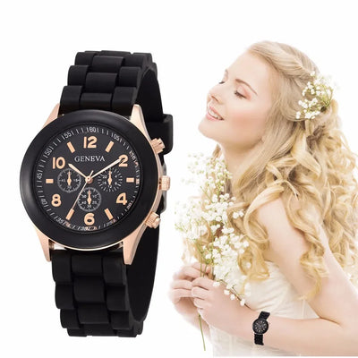 Berühmte Marke Genf Damenmode Uhr Männlichen und Weiblichen Studenten Silikon Quarz Armbanduhr Uhr Großhandel Relogio Feminino