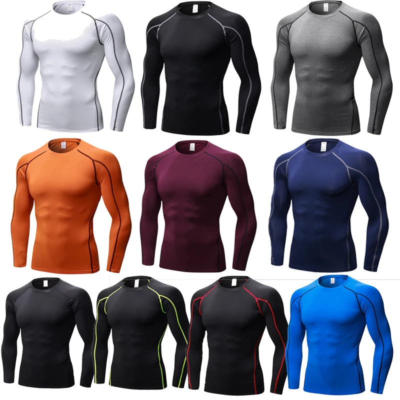 Mens Sport Tshirt Tight Long Sleeve