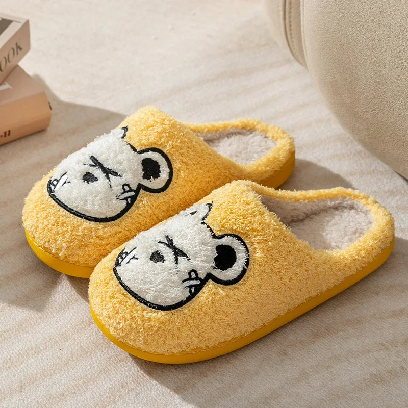 Cute Bear Pattern Home Slippers Soft Plush Cozy House Slippers