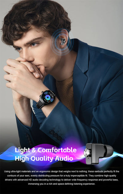 LIGE NFC TWS Earphone Smart Watch Bluetooth Call Waterproof Sports Fitness Men Smartwatch Plays Music Watches Heart Rate Monitor